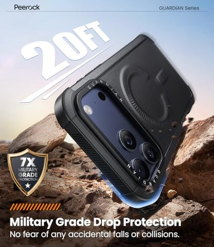 Heavy Duty for iPhone 17 Pro Max Case, [20FT Military Grade Drop Protection] Dual-Layer Shockproof Protective Phone Case, Fit for Magsafe, Rugged Tough Durable Cover, Guardian Series - Black - color: Black