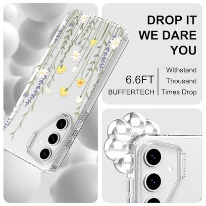 MOSNOVO Case for Samsung Galaxy S24 FE, [Buffertech 6.6ft Military-Grade Drop Protection] [Anti Peel Off Tech] Clear TPU Bumper Phone Case Cover Design - Wild Meadow - color: Clear - Wild Meadow, size: Samsung Galaxy S24 FE