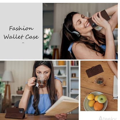 Wallet Case for iPhone 12 and iPhone 12 Pro,[RFID Blocking] 3 Card Holder Stand with Credit Card Slot PU Leather Magnetic Protective Flip Cover for iPhone 12/12 Pro(Dark Brown) - color: Dark Brown