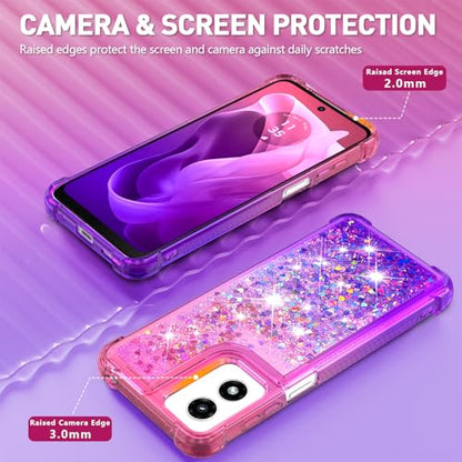 for Moto G Play 2024 Case with Screen Protector, Pink Purple - color: Pink Purple Color