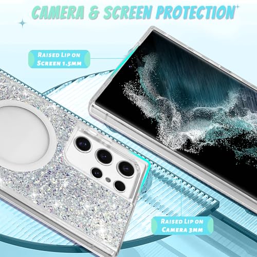 Bonoma for Samsung Galaxy S22 Ultra Case Sparkly Glitter Bling Back -Crystal - color: Glitter Crystal, size: Samsung Galaxy S22 Ultra