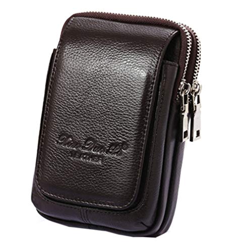 Leather Waist Pack Phone Belt Bag for Men Loop Holster Wallet Cellphone Case Pouch Pack Clip Money Purse - color: #01coffee