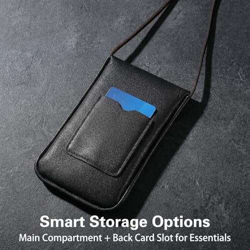 Amabro Cell Mobile Phone Pouch with Credit Card Holder for Around the Neck