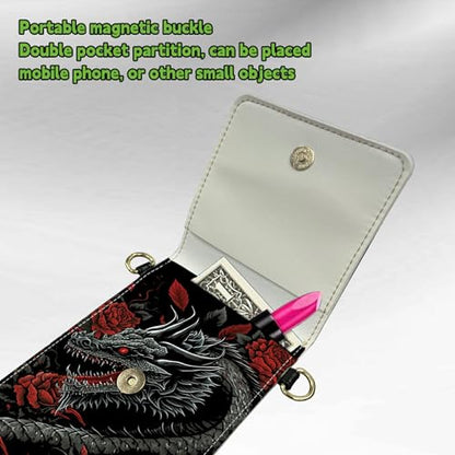 Small Crossbody Bags with Adjustable Shoulder Strap - color: Dragon Red Roses