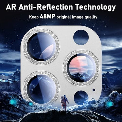 UniqueMe for iPhone 13 Pro/13 Pro Max Lens Protector Sliver (Bling Circle) - color: Silver(bling circle)