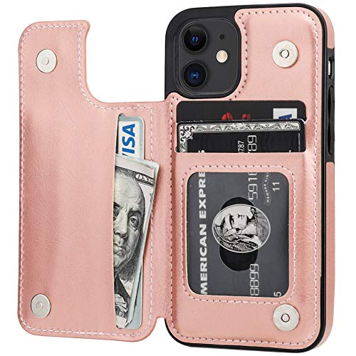ONETOP for iPhone 12 Mini Wallet Case with Card Holder,Rosegold - color: Rose Gold