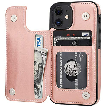 ONETOP for iPhone 12 Mini Wallet Case with Card Holder,Rosegold - color: Rose Gold