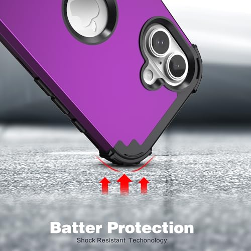 IDweel for iPhone 17 Case with Screen Protector for Men, 3 in 1 Shockproof Slim Fit Hybrid Heavy Duty Hard PC Cover Soft Silicone Bumper Full Body Anti-Fingerprint Case, Dark Purple - color: Dark Purple