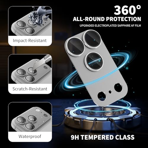 Camera Lens Protector for iPhone 17 Pro Max, 9H Tempered Glass Rear Camera Screen Cover, Military Grade Shatterproof Anti-scratch HD Lens Protectors, Ultra-thin Metal Tempered Glass, Case Friendly