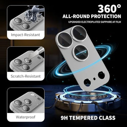Camera Lens Protector for iPhone 17 Pro Max, 9H Tempered Glass Rear Camera Screen Cover, Military Grade Shatterproof Anti-scratch HD Lens Protectors, Ultra-thin Metal Tempered Glass, Case Friendly