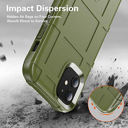 Rugged Shield TPU Thick Solid Armor Tactical Protective Case Compatible with iPhone 12 Mini (5.4 inches) - Army Green - color: Army Green, size: iPhone 12 mini