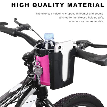 Bike Cup Holder, Bicycle Handlebar Water Bottle Holders with Cell Phone Keys Holder, Universal Drink Bottle Cage for Bike Motorcycle Scooter Stroller Walker Wheelchair (Black & Pink) - color: Black & Pink