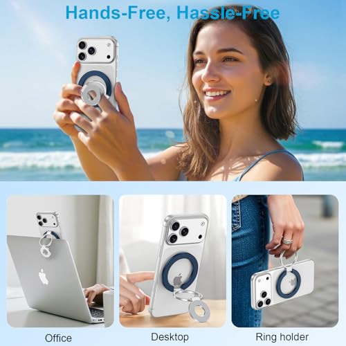 Magnetic Phone Ring Holder for MagSafe, Removable MagSafe Phone Grip Stand - color: blue