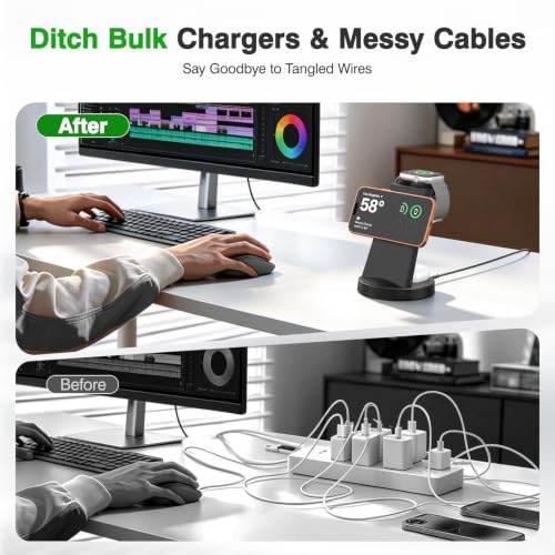 25W Fast Desktop 3 in 1 Magnetic Wireless Charging Stand Station