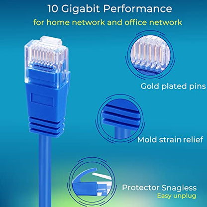 Rapink Patch Cables Cat6a 0.5ft (10 Pack) Slim, Cat6a Ethernet Patch Cable 10G Support, Snagless Cat 6 Patch Cable for Patch Panel to Switch, Flexiable Cat 6a Ethernet Cable with Gold Plated - size: 0.5ft