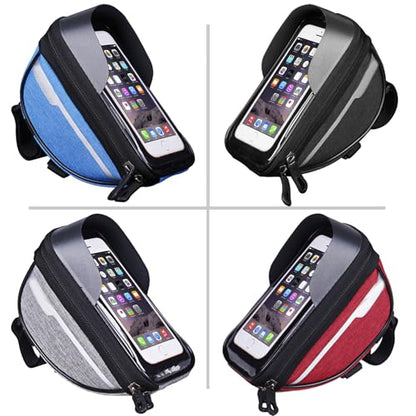 Hard Casing Bike Bag, Lightweight and Durable Waterproof Phone Holder in Blue, Sensitive Touchscreen for Phones up to 6.4 inches, Perfect Bike Accessories - 7"x4" / 18x10 cm - color: Blue