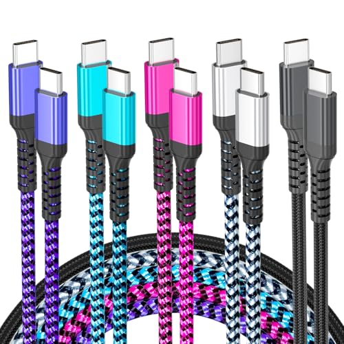 HEPU USB C to USB C Cable, 60W Fast Charging C Cord 5-Pack[3/3/3/6/6FT]