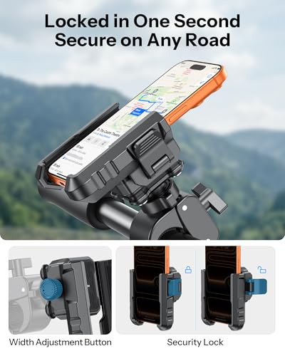OMOTON BK01 Anti-Vibration Bike Phone Mount, Quick Lock for Riders - color: 1-Black