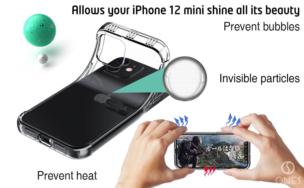 ONES Clear Case for iPhone 12 Mini Anti-Yellowing Crystal Clear Case, Military-Grade Shockproof Slim Transparent Phone Cover with Camera Guard - color: HD High Transparency, size: iPhone 12 mini