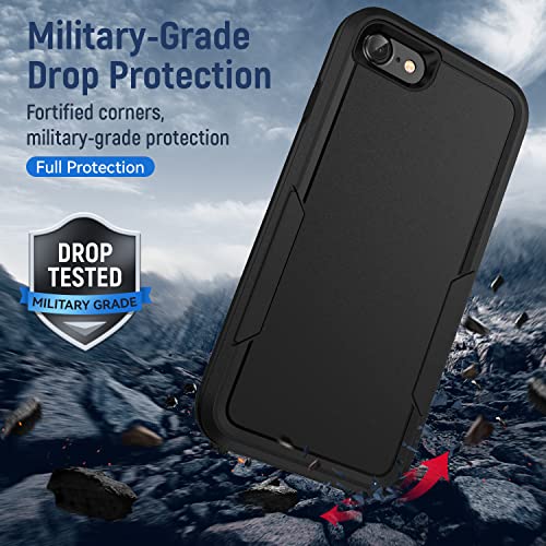for iPhone SE Case 2022(3rd)/2020(2nd)/iPhone 7/8 Case, with Screen Protector,[Military Grade Drop Tested] Heavy-Duty Tough Rugged Shockproof Protective Phone Case, Black - color: Black