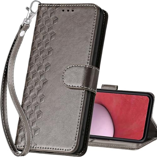for Samsung Galaxy A14 5G Wallet case, Gray-Cube | 3 Card Holders, Kickstand, Shockproof TPU Shell, PU Leather, Magnetic Closure, Protective Flip Folio Cover, Women - color: 10