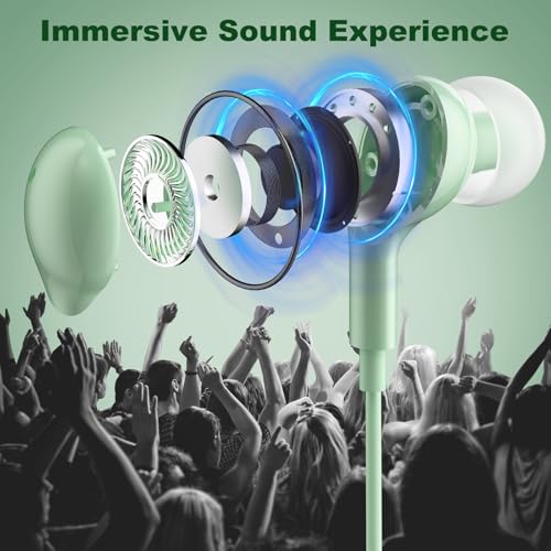 USB C Headphones for iPhone 17 16 15 Pro Max, Wired Earbuds with Mic, Volume Control, Noise Cancelling, Compatible with iPhone 15/16/ 17 Air/iPad Pro/Samsung Galaxy S26 / S25/ S24/S23 Ultra - color: Green