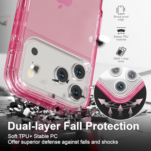 Follaroma for iPhone 17 Pro Case, Heavy Duty Shockproof Protection Phone Cases, Anti-Drop, Dual Layer Transparent Protective Cover Compatible with iPhone 17 Pro, 6.3 inch, Crystal Pink - color: Pink, size: iPhone 17 Pro 6.3‘’