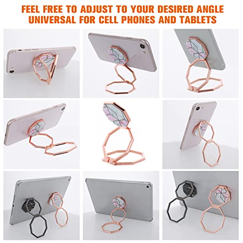 cobee Cell Phone Ring Holder Finger Kickstand, 360° Rotation Metal Cellphone Back Grip Foldable Cell Phone Stand Adjustable Phone Holder Compatible with Most Smartphones(Rose Red Marbling) - color: Rose Red Marbling