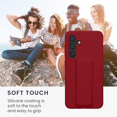kwmobile Case for Samsung Galaxy S24 Case - Soft TPU Cover with Silicone Coating - with Hand Strap and Stand Function - Shockproof - Rhubarb Red - color: Rhubarb Red, size: Galaxy S24