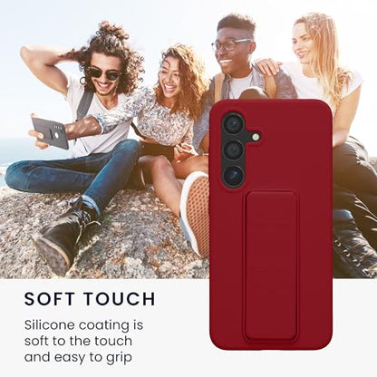 kwmobile Case for Samsung Galaxy S24 Case - Soft TPU Cover with Silicone Coating - with Hand Strap and Stand Function - Shockproof - Rhubarb Red - color: Rhubarb Red, size: Galaxy S24