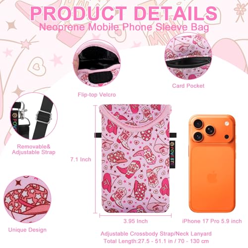 Flap Closure Secure Cell Phone Bag with Card Pocket for iPhone & Samsung - color: Cowgirl Spirits