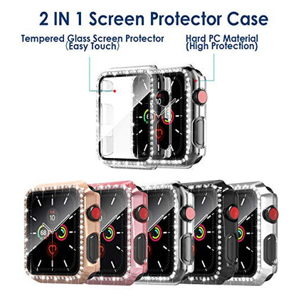 Simpeak 5 Pack Bling Screen Protector Case Compatible with Apple Watch 38mm 42mm 40mm 44mm 41mm 45mm Series 10 42mm 46mm, Protector Case Replacement for iWatch Series 10 9 8 7 6 5 4 3 2 1 Ultra 1 2 (38mm) - size: 38mm