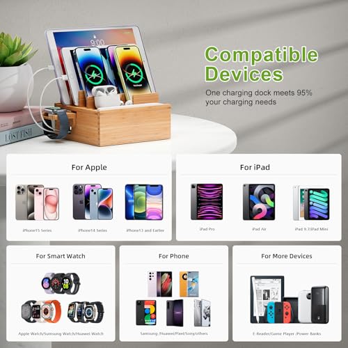 Pezin & Hulin Bamboo Charging Station with Watch Holder, Charger & Cables - color: #1 (With Charger)