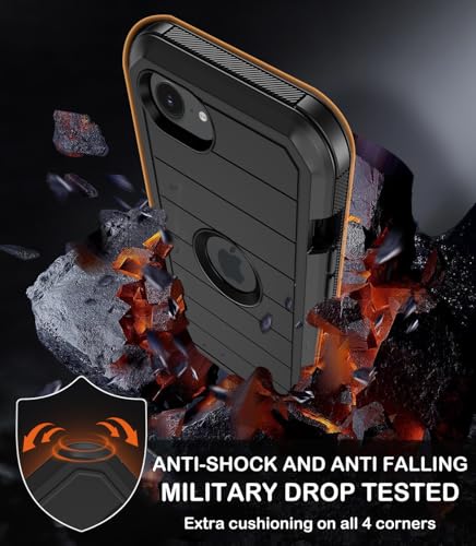 for iPhone 16e Case with Belt Clip Holster,iPhone 17e Cases w/Screen Protector,Heavy Duty Shockproof Drop Protection Military Grade 3 Layers Full Body Rugged Durable Phone Cover for Apple 16e (Black) - color: Black