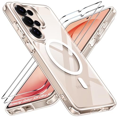 ivoler 3-in-1 Magnetic Case for Samsung Galaxy S26 Ultra 5G 6.9'' with 2 Pack Screen Protector, [MagSafe Compatible] [Military Grade Drop Protection] Slim Transparent Shockproof Phone Cover- Clear - color: Clear, size: Samsung Galaxy S26 Ultra 5G 6.9''