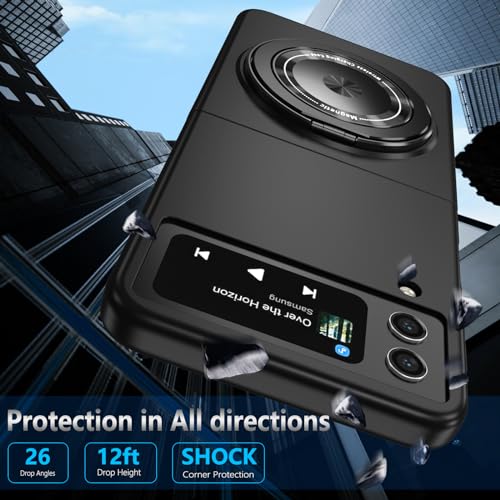 Magnetic Case for Samsung Galaxy Z Flip 4, [Compatible with MagSafe] Military Grade Shockproof Slim fit Samsung Z Flip 4 Phone Case with Magnetic Ring Kickstand, Black - color: Black, size: Samsung Galaxy Z Flip 4