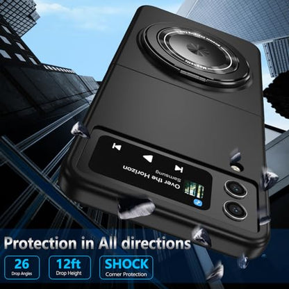Magnetic Case for Samsung Galaxy Z Flip 4, [Compatible with MagSafe] Military Grade Shockproof Slim fit Samsung Z Flip 4 Phone Case with Magnetic Ring Kickstand, Black - color: Black, size: Samsung Galaxy Z Flip 4