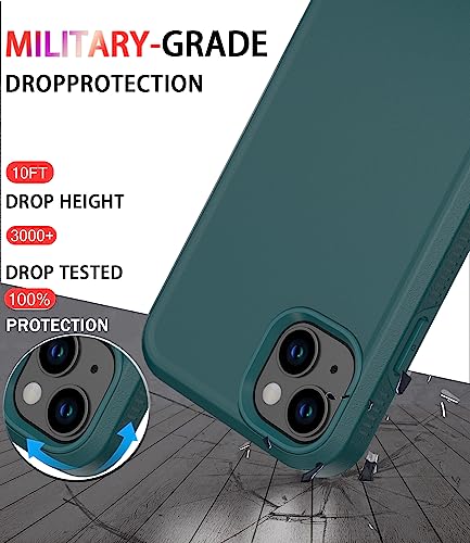 Diverbox for iPhone 14 case [Shockproof] [Dropproof] [Tempered Glass Screen Protector ],Heavy Duty Protection Phone Case Cover for Apple iPhone 14 (Dark Green-2in1) - color: Dark Green-2in1