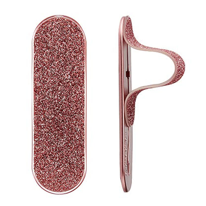 Momostick Flatstick, Cell Phone Finger Grip Strap Holder for Hand, Cell Phone Stand, New Slim Finger Loop Selfie Grip Compatible with Most Smartphones - Glitter Pink - color: Glitter Pink