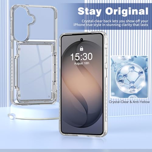 ACANDYA for Samsung Galaxy S26 Plus Case Wallet Clear S26+ Case with Card Holder Protective Shockproof Anti-Scratch Anti-Yellow Heavy Duty Protection Cover for Samsung Galaxy S26 Plus/S26+ Transparent - size: for Galaxy S26+/S26 Plus