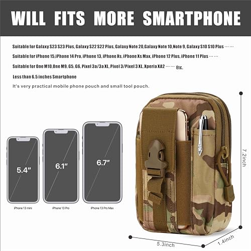 Tactical Waist Pouch EDC Molle Waist Bag Belt Phone Pouch Holster Purse Carrying Pouch for Smartphone, Tools - color: camouflage