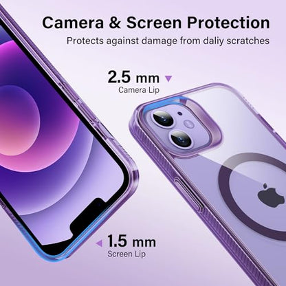 Supdeal Magnetic Clear Case for iPhone 12/12 Pro, [Compatible with MagSafe] [Non Slip Bumper & Not Yellowing] Military Grade Shockproof Transparent Silicone Phone Cover, 6.1", Purple - color: Purple, size: iPhone 12/12 Pro