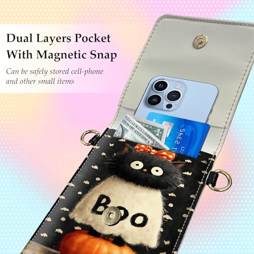 Small Crossbody Bags for Women Touchscreen Cell Phone Bag Cross Body Purses with adjustable Strap,Gifts For Teenage Girls - color: Halloween Cat Ghost Pumpkin