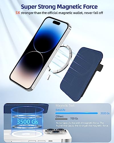 For Magsafe Wallet, 7 Card Holder, Strongest Magnetic Wallet | Magnetic Card Holder Wallet for iPhone 17/16/15/14/13/12 Series, 2 Card Slots, RFID Blocking, Vegan Leather, Navy Blue - color: Navy Blue