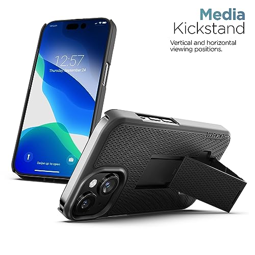 Encased DuraClip Designed for iPhone 15 Case with Belt Clip Phone Holster and Kickstand (Matte Black) - size: iPhone 15