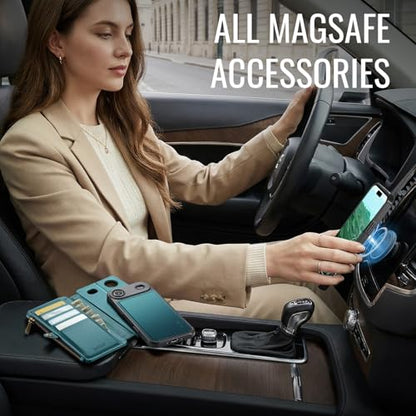 for iPhone 17 Air Phone Case Wallet Magnetic Detachable, Turquoise - color: Turquoise, size: iPhone Air