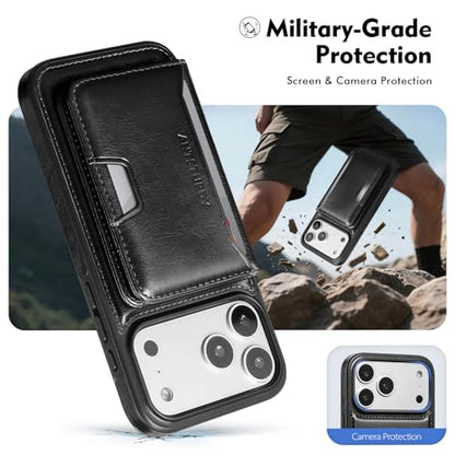 Antsturdy Compatible with MagSafe iPhone 17 Pro Max Wallet Case,Black | 2 in 1 Detachable Magnetic,Credit Card Holder Slots,RFID Blocking,PU Leather,Kickstand,Flip Folio Phone Cover for Men & Women - color: Black, size: iPhone 17 Pro Max - 6.9"