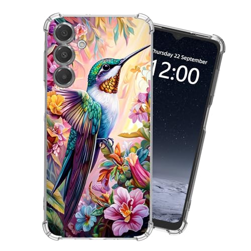 for Samsung Galaxy A16 Clear Case with [Hummingbird and Floral], Non-Yellowing Crystal Clear Soft TPU Shockproof Slim Cover, 15FT Military Grade Drop Protection