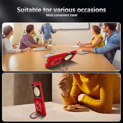 Magnetic Case for Samsung Galaxy Z Flip 5, [Compatible with MagSafe] Military Grade Shockproof Slim fit Samsung Z Flip 5 Phone Case with Magnetic Ring Kickstand, Red - color: Red, size: Samsung Galaxy Z Flip 5