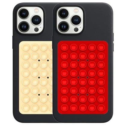 Double Sided Silicone Suction Phone Holder Mount, Silicon Accessory for iPhone and Android, Hands-Free Mirror Shower Phone Holder, TikTok Videos and Selfies (Off-White+Red) - color: Off-White+Red